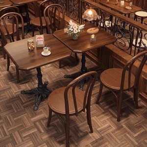 Cama moderna Retro americana Desayuno Té de la leche Restaurante occidental Postre Panadería Taberna Tienda Mesas de café de madera maciza Cafeterías - Product Image 2