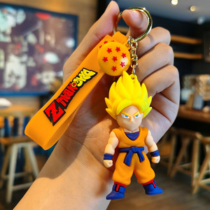 Kawaii phim hoạt hình 3D PVC Anime Dragon Ball <span class=keywords><strong>Keychain</strong></span> dễ thương Xe móc chìa khóa vòng Túi Mặt dây chuyền búp bê Goku Keyring <span class=keywords><strong>Keychain</strong></span> bán buôn - Product Image 2