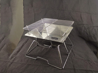 Réchaud de camping portable en acier inoxydable pliable pour pique-niques, randonnée et feux de camp, avec pieds