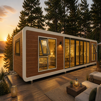 Villa mobile de luxe de 40 pieds en bois grainé, capsule spatiale, hôtel de villégiature, maison préfabriquée, mini-maison