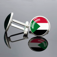 Boutons de manchette en métal avec surface en verre bombé et motif drapeau marocain, bijoux fantaisie pour homme, cadeau