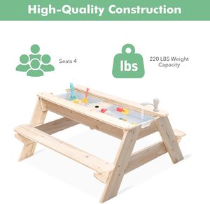 <span class=keywords><strong>Table</strong></span> de pique-nique <span class=keywords><strong>d</strong></span>'extérieur convertible en bois 3-en-1 pour enfants <span class=keywords><strong>Table</strong></span> <span class=keywords><strong>d</strong></span>'activités de sable et <span class=keywords><strong>d</strong></span>'<span class=keywords><strong>eau</strong></span> pour la plage et le jardin Patio Play - Product Image 3
