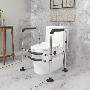 Chaise d'aisance robuste 3 en 1 pour personnes âgées enceintes handicapées siège d'appoint de toilette renforcé déflecteur de protection barres d'appui sûres - Product Image 3
