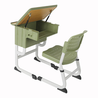 Ensemble de chaise et de bureau d'étudiant réglables en hauteur, écologiques, durables, avec plateau en bois pour salle de classe, école