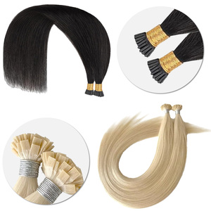 Extensions de cheveux à kératine pré-collée, double trame, pointe plate européenne, <span class=keywords><strong>micro</strong></span>-anneaux, double trame, cheveux humains vierges authentiques pour salon - Product Image 2