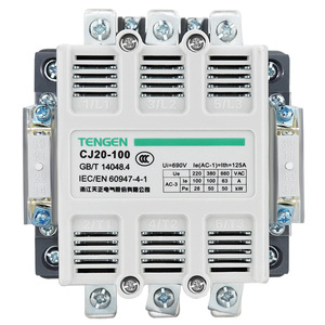 Contacteur AC Tengen CJ20-100 100A 3 phases, montage sur rail DIN - Product Image 1