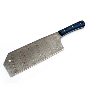 Couteau de boucher/chef en acier Damas écologique personnalisé de 7 pouces, à haute teneur en carbone, avec manche en bois de rose, fabrication artisanale internationale - Product Image 1