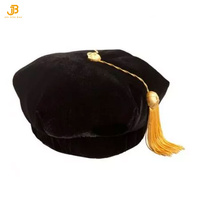 Cheap Custom Velvet Ny Caps 6 Tam Hat Gorra hexagonal con borla dorada para PhD Graduate