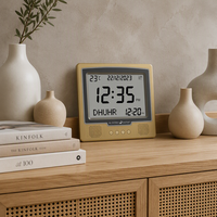 Nouvelle Arrivée 2026 - Horloge Murale de Bureau AL FATIHA AZAN FAJ-115 Carrée Classique - Rappel de l'Heure de l'Athan - Prière Musulmane - Fonctionne sur Piles