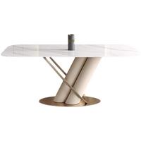Prix de gros, nouveau design, mobilier de salle à manger moderne de luxe blanc, table à manger rectangulaire en marbre, ensemble de chaises, OKI Hotel/Villa