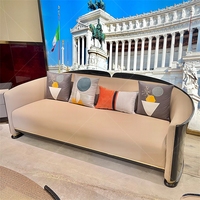 Ensemble Canapé de Luxe en Cuir Style Moderne Classique Italien, Causeuse et Canapé Sectionnel pour Petite Villa, Hôtel ou Salon