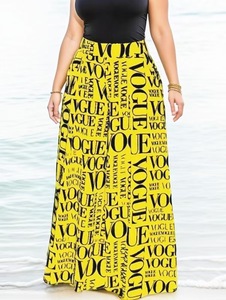 JL408 <span class=keywords><strong>Pantaloni</strong></span> <span class=keywords><strong>Palazzo</strong></span> con Stampa Lettering, Vita Alta, Tasche, Gamba Larga e Lunga, Stile Streetwear per Donna - Product Image 3