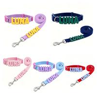 Collier personnalisé avec nom, laisse à lettres anglaises, accents de lettres en silicone, breloque lettre à fixer au sol, fermeture à boucle pour chats et chiens