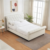 Lit en cuir blanc pur de style européen simple, taille personnalisée, lit queen ou king, taille simple ou double, cadre de lit en gros