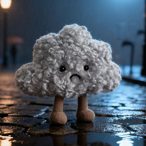 Kawaii 16/42/52cm triste viso scuro cuscino nube peluche imbottito cuscino naturale per la decorazione della casa - Product Image 2