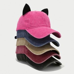 Europe America Velvet <b>Cat</b> Ears Baseball Cap Sport Ladies Summer Soft <b>Top</b> Duck Tongue Couple Personality Hat Golf Gorra Man - Product Image 1