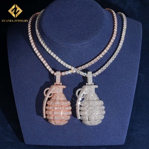 Hip Pop Jewelry Pendant 925 Silver Moissanite Pendant Custom <b>Iced</b> <b>Out</b> Jewelry Grenade Pendant - Product Image 2