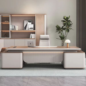 Escritorio de oficina MDF en forma de L de lujo de 1,8 m con cajón Diseño moderno Panel de madera convertible Escritorio de oficina ejecutiva de lujo - Product Image 1
