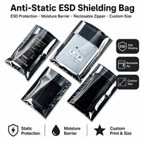 Sac de protection ESD, film laminé antistatique, carbone noir conducteur, composant semi-conducteur pour PCB, rouleau d'expédition, vente en gros, en vrac
