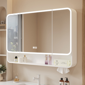 Gabinete de <span class=keywords><strong>espejo</strong></span> de baño inteligente Rectangular de alta calidad, luz LED de atenuación táctil, diseño moderno para el hogar, apartamento, Hotel, Villa, inodoros - Product Image 5