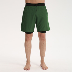 Men's Elastic Double-<b>Layer</b> Gym Shorts Quick-Dry Stretch Basketball Running Sports Shorts Solid Two-Piece Pocket-Model - Product Image 3