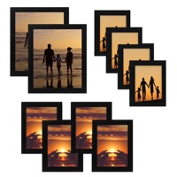 Juego de Marcos de Fotos de Madera Ecológicos con Revestimiento Impermeable e Impresión UV para Pared de Galería, Rectangulares, de MDF Negro
