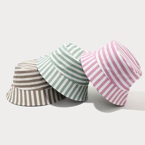 New Stripe Spring Summer Bucket <b>Hat</b> Girls Outdoor Sunshade Bucket <b>Hat</b> - Product Image 2