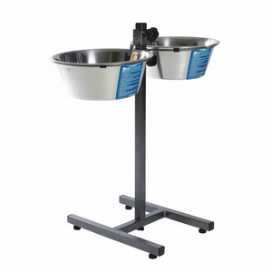 Station d'alimentation pour animaux de compagnie avec 2 bols en acier inoxydable 4,5 L, base en forme de H de 29 cm, 60 cm, gris - Product Image 2