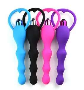 Multicolor Anal Plug Single-frequency Silicone Puller Beads Vibrator Sex Toys For Woman And Man