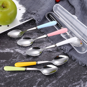 Cuchara para Frutas de Bebé de Acero Inoxidable 304, Raspador de Manzana/Kiwi, Cuchara con Revestimiento Cerámico Colorido - Product Image 4