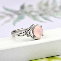 Accessoires femmes pierre naturelle Rose Quartz cristal bague exquise 8mm laiton facette cristal anneau