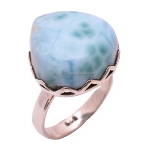 แหวนเงินแท้925ลาริมาร์ธรรมชาติทำด้วยมือเครื่องประดับอินเดียชั้นดีสำหรับผู้หญิงและเด็กผู้หญิงสำหรับงานแต่งงานและงานปาร์ตี้ - Product Image 1