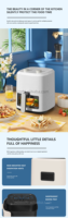 Friteuse à air ABS de 5 L de taille familiale, OEM/ODM, commande manuelle à double bouton avec préréglages pour les frites, le poulet, le poisson, forme carrée
