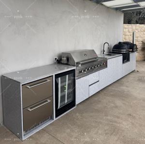 Ensemble de <span class=keywords><strong>cuisine</strong></span> moderne en acier inoxydable, <span class=keywords><strong>cuisine</strong></span> extérieure, ensemble modulaire, <span class=keywords><strong>four</strong></span> de camping de luxe, appareils électroménagers, îlot de jardin, cadre de barbecue - Product Image 6