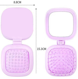 Peine Circular de Viaje de Color Sólido con Logotipo Personalizado, Mini Peine Plegable con Espejo, Cepillo para el Cabello - Product Image 3
