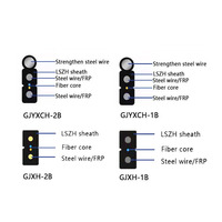 Kabel Drop Fiber Optik FTTH 1 Core G657A1 Outdoor LSZH Jacket Hitam/Putih Panjang Dapat Disesuaikan