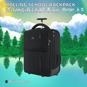 Mochila Escolar de Negocios Impermeable de Poliéster con Diseño Geométrico Personalizado, Cierre de Cremallera USB, Ruedas Giratorias Negras, 20-35L - Product Image 2