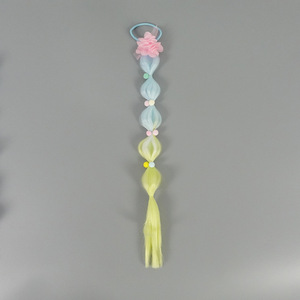 Gradient <b>Bubble</b> Wig Ponytail Hair Tie Color Pom Pom Flower Decor Elastic Hair Rope Girls Party Dress Up Costume Hair Accessories - Product Image 2