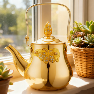 Ensemble de théière en acier inoxydable, style marocain, avec poignée métallique, pour <span class=keywords><strong>café</strong></span> et thé, idéal pour les fêtes et la maison, MOQ 12 pièces - Product Image 1