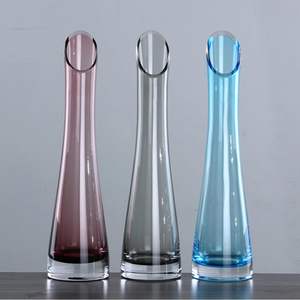 Moderne Transparent Blique Bouche Unique Bourgeon Soufflé À La Main Art Vase À Fleurs En Verre pour Table De Mariage Usage Décoratif Usine En Gros - Product Image 6