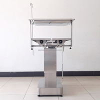 Table d'opération vétérinaire électrique inclinable EURVET à bon prix, surface en acier inoxydable 304, ceinture de fixation, équipement d'évier mobile