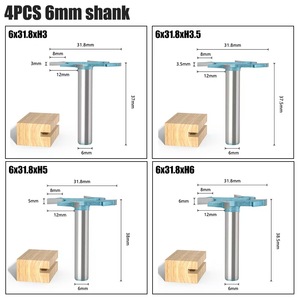 Mata bor tipe T 4 pisau, pemotong penggilingan 6mm 1/4 batang membersihkan bawah, pemotong penggilingan, alat pertukangan <span class=keywords><strong>Router</strong></span> Set Bit - Product Image 6