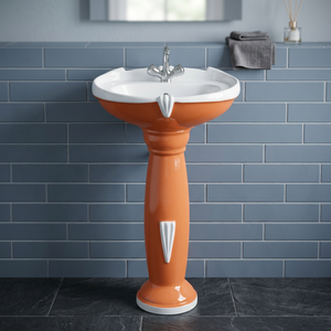 Nuevo Lavabo de Pedestal Independiente de Cerámica Rústica Color Rosa para Baño, Directo de Fábrica India - Product Image 4