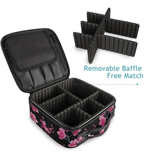 Portable Custom Pink Flower Cosmetic Organizer Brushes Box Divider Waterproof Travel <b>Makeup</b> Bag Professional Cosmetic <b>Case</b> Bag - Product Image 6