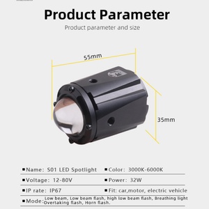 Sanvi New Arrival S01 Automotive 2 Color Led Headlight Bulb Spotlight High Low Beam Motor Fog Lens Spotlight Work Lamp Replace - Product Image 6