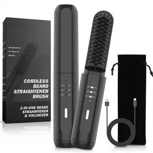 Portable hot iron comb wireless electric hair straightening rechargeable hair straightener brush