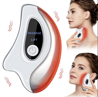 Masseur électrique rechargeable Gua Sha avec 45 fonctions ° Outil de relaxation pour le visage et le cou avec chauffage, vibration, affichage LCD, recharge USB