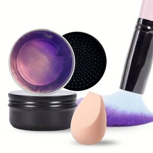 Private Label Gold Black pink Plant Extracted Solid Silicone Foam <b>Makeup</b> Cleaning Brush Scrubber <b>Makeup</b> Brush Cleaner Soap <b>Box</b> - Product Image 4