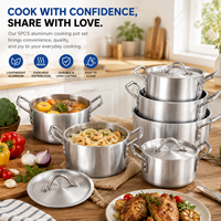 Juego de Ollas de Cocina de Aluminio Ligero, 5 Piezas, Duradero, para el Mercado de África Occidental, Venta al Por Mayor