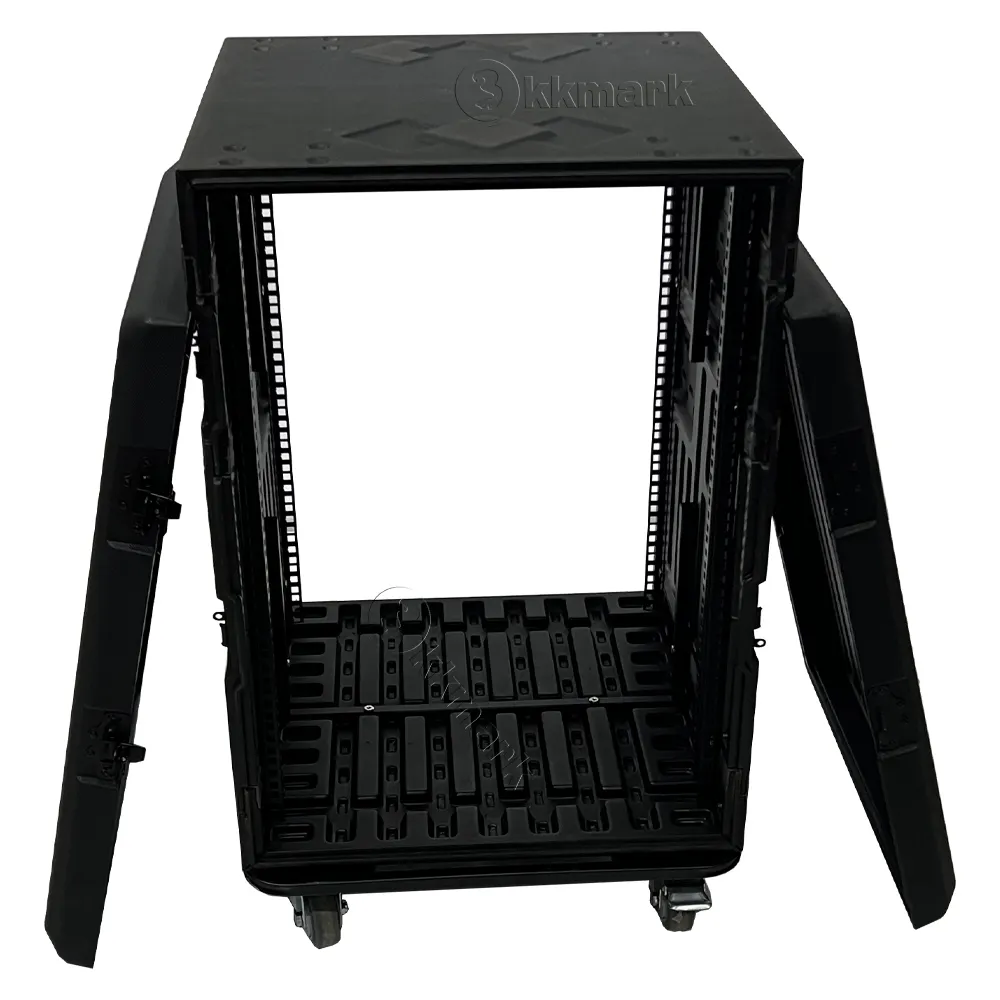 KK16U528P amplificador de iluminación de audio y video profesional 16u 19 "HDPE PE rack casos con placa de rueda rodante